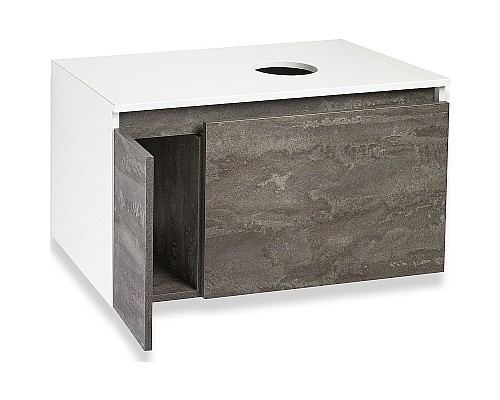Тумба под раковину Runo Бари 80 00-00001379 подвесная Железный камень Белая