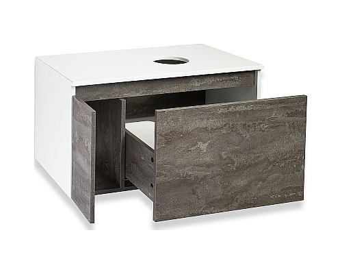 Тумба под раковину Runo Бари 80 00-00001379 подвесная Железный камень Белая