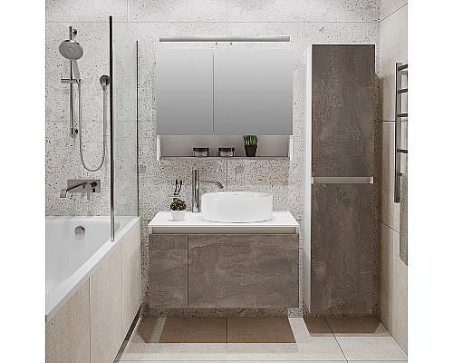 Тумба под раковину Runo Бари 80 00-00001379 подвесная Железный камень Белая