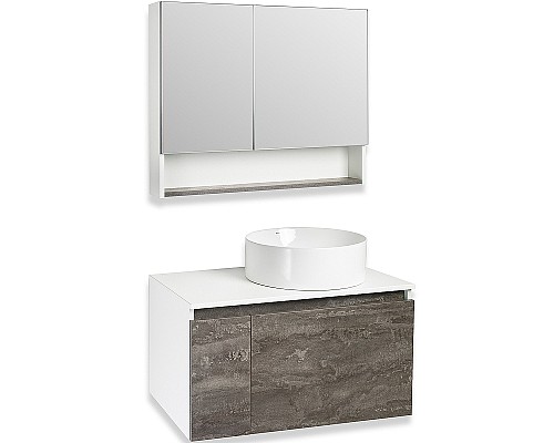 Тумба под раковину Runo Бари 80 00-00001379 подвесная Железный камень Белая