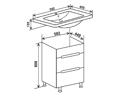 Тумба под раковину Runo Парма 60 00-00001454 Графит