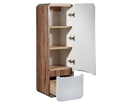 Шкаф пенал Runo Ницца 35 R 00-00002130 подвесной Темное дерево Белый