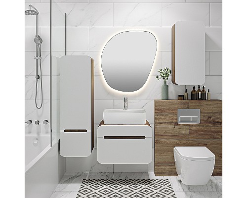 Шкаф пенал Runo Ницца 35 R 00-00002130 подвесной Темное дерево Белый