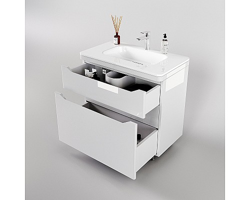 Тумба под раковину Style Line Марелла 80 Люкс Plus СС-00002402 Белый глянец антискрейтч