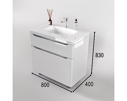 Тумба под раковину Style Line Марелла 80 Люкс Plus СС-00002402 Белый глянец антискрейтч