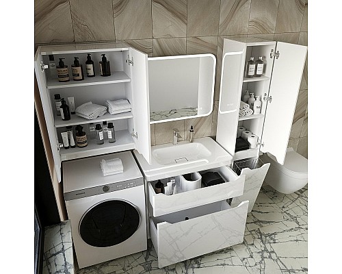 Тумба под раковину Style Line Марелла 80 Люкс Plus СС-00002402 Белый глянец антискрейтч