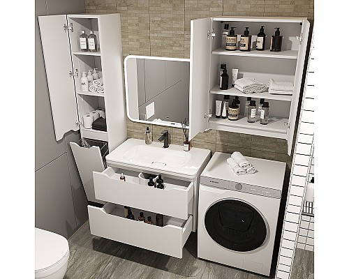 Тумба под раковину Style Line Марелла 80 Люкс Plus СС-00002410 подвесная Белый матовый антискрейтч