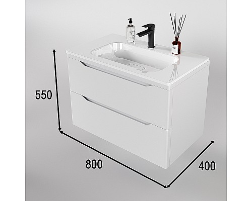 Тумба под раковину Style Line Марелла 80 Люкс Plus СС-00002410 подвесная Белый матовый антискрейтч