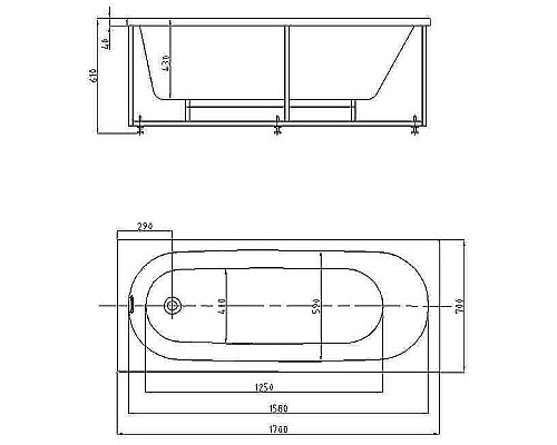 Акриловая ванна Aquatek Оберон 170х70 OBR170-0000165 без панелей, каркаса и слив-перелива