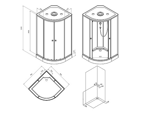 Душевая кабина AM.PM X-Joy 100х100 W94C-401-100BT без гидромассажа