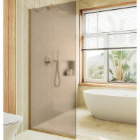 Душевая перегородка Maybah Glass 790x1950 в узком профиле Золото стекло бронзовое матовое