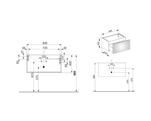 Тумба под раковину Keuco Plan 80 32961300000 подвесная Белая