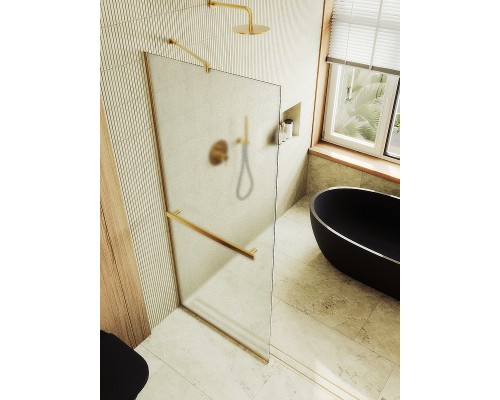 Душевая перегородка Maybah Glass MGD-731-3у 790x1950 в узком профиле Золото стекло сатиновое