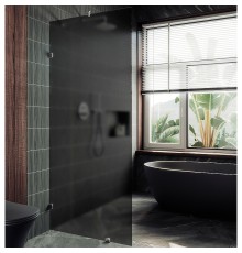 Душевая перегородка Maybah Glass 790x1950 коннектор стена-стекло Хром глянцевый стекло графитовое матовое