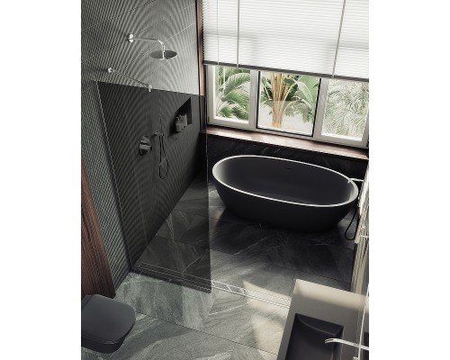 Душевая перегородка Maybah Glass MGD-693-5у 890x1950 в узком профиле Хром матовый стекло графитовое