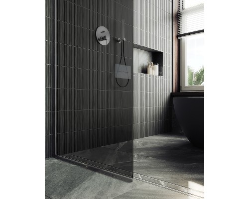 Душевая перегородка Maybah Glass MGD-693-5у 890x1950 в узком профиле Хром матовый стекло графитовое