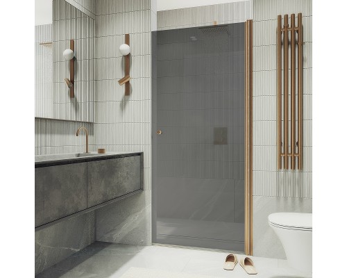 Душевая дверь Maybah Glass MGD-806-2 800x1980 на монопетле Бронза стекло графитовое