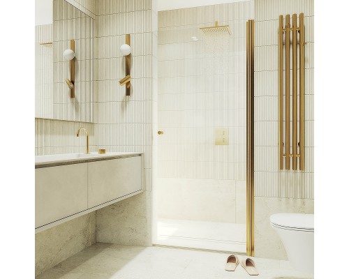 Душевая дверь Maybah Glass MGD-809-3 900x1980 на монопетле Золото стекло прозрачное