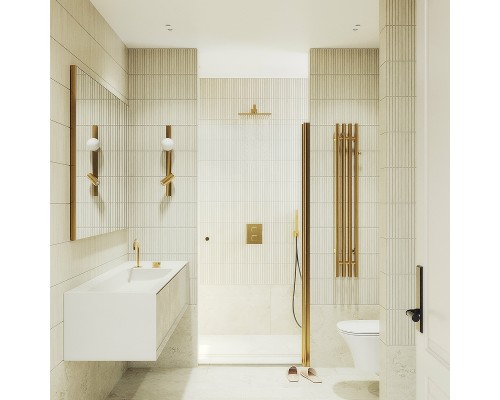 Душевая дверь Maybah Glass MGD-809-3 900x1980 на монопетле Золото стекло прозрачное