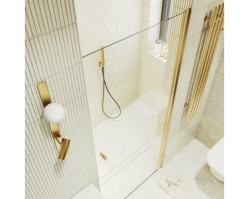 Душевая дверь Maybah Glass MGD-809-3 900x1980 на монопетле Золото стекло прозрачное