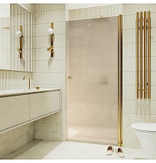 Душевая дверь Maybah Glass MGD-799-3 600x1980 на монопетле Золото стекло бронзовое матовое