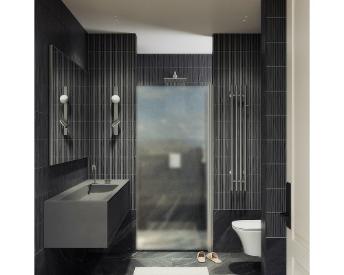 Душевая дверь Maybah Glass MGD-802-5 600x1980 на монопетле Хром матовый стекло сатиновое