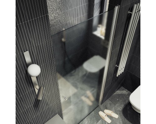 Душевая дверь Maybah Glass MGD-802-5 600x1980 на монопетле Хром матовый стекло сатиновое