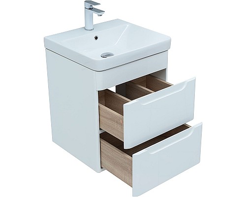 Тумба с раковиной Aquanet София 50 274195 подвесная Белый глянец