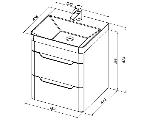 Тумба с раковиной Aquanet София 50 274195 подвесная Белый глянец