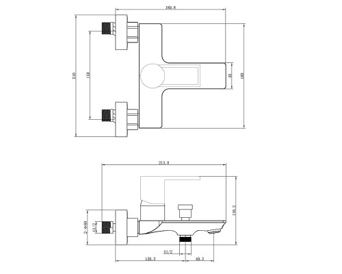 Смеситель для ванны beWash Element BVMM0BT700 Хром