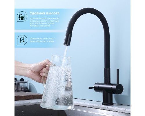 Смеситель для кухни Splenka S70.64.06 Черный матовый