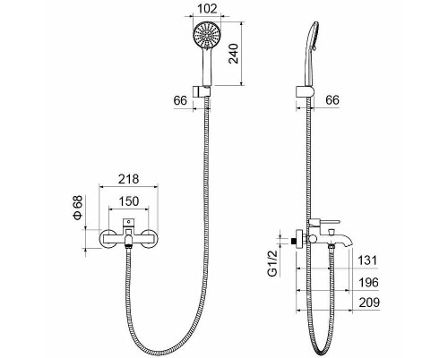 Смеситель для ванны Aquatek Европа AQ1349MB Черный матовый