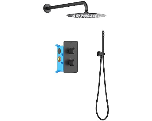 Душевая система Aquatek Европа AQ1376MB с термостатом Черная матовая
