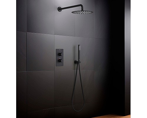 Душевая система Aquatek Европа AQ1376MB с термостатом Черная матовая