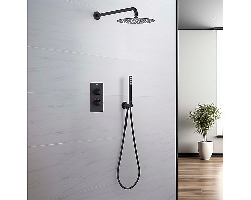 Душевая система Aquatek Европа AQ1376MB с термостатом Черная матовая