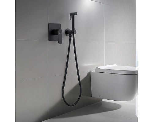 Гигиенический душ со смесителем Aquatek Оберон AQ1219MB Черный матовый