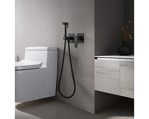 Гигиенический душ со смесителем Aquatek Оберон AQ1220MB Черный матовый