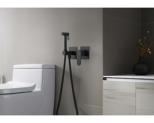 Гигиенический душ со смесителем Aquatek Оберон AQ1220MB Черный матовый