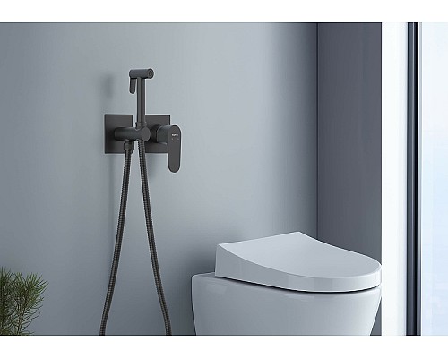 Гигиенический душ со смесителем Aquatek Оберон AQ1220MB Черный матовый