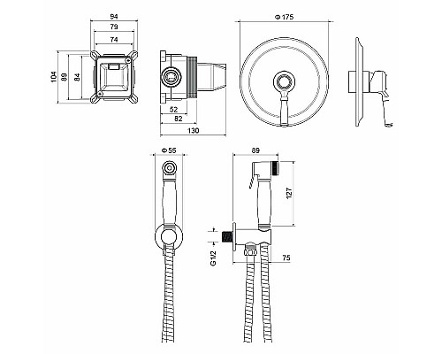 Гигиенический душ со смесителем Aquatek Классик AQ1519CR Хром