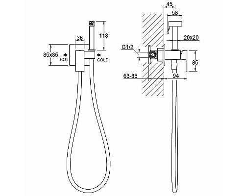 Гигиенический душ со смесителем Aquatek Либра AQ1022MB Черный матовый