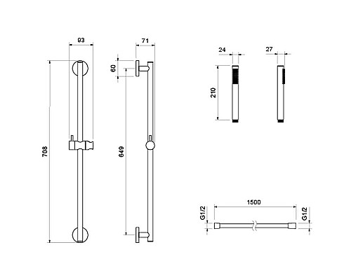 Душевой гарнитур Aquatek Европа 1 jet AQ2012MB Черный матовый