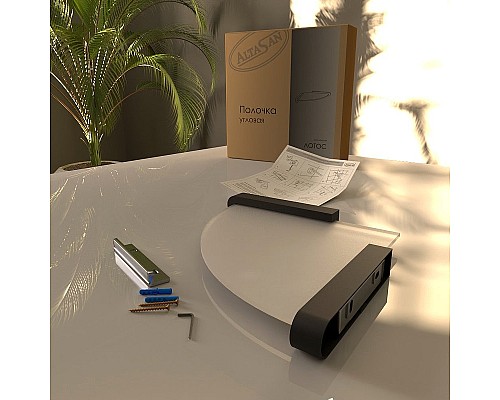 Стеклянная полка Altasan Лотос ЛТ71ЧМ угловая Черная матовая