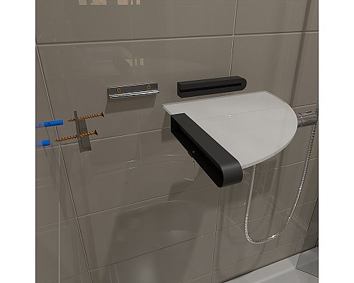 Стеклянная полка Altasan Лотос ЛТ71ЧМ угловая Черная матовая