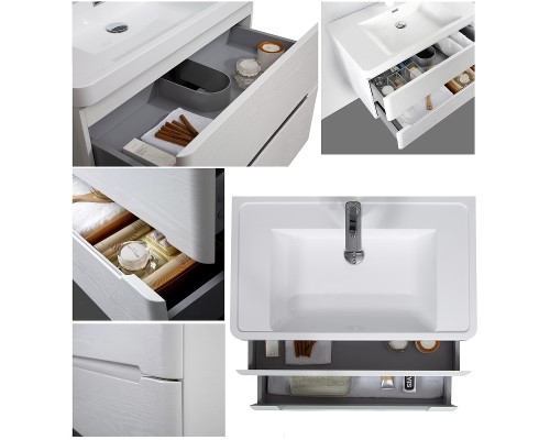 Тумба с раковиной Parly Spa River 80 River80 10110 подвесная Лилейно-белая