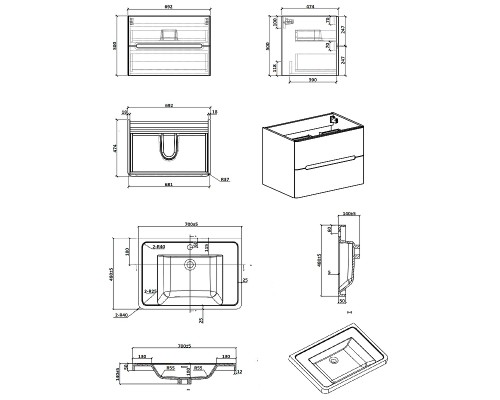 Тумба с раковиной Parly Spa River 80 River80 10110 подвесная Лилейно-белая