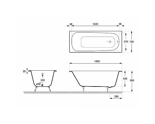 Чугунная ванна Delice Continental 140x70 DLR230619R-AS с отверстиями под ручки с антискользящим покрытием Чугунная ванна Delice Continental 140x70 DLR230619R-AS с отверстиями под ручки с антискользящим покрытием