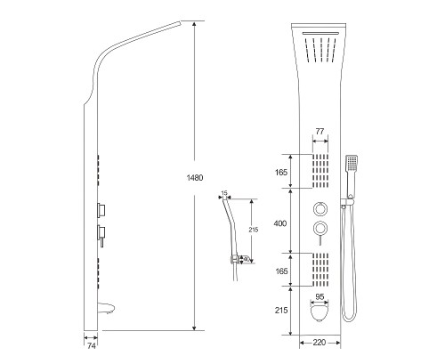 Душевая панель Ceruttispa Virginia W CT9990 с гидромассажем Белая
