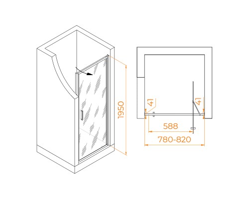Душевая дверь RGW Stilvoll SV-05 80 профиль Хром стекло Ribbed