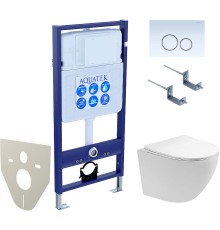 Комплект унитаза с инсталляцией Aquatek Set Aquatek Европа T KDI15 с сиденьем Микролифт и Белой клавишей смыва